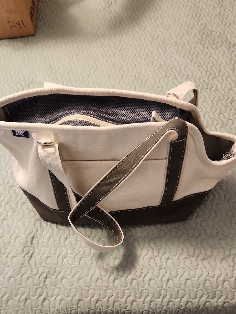 Lands' End Cream Canvas Tote with Brown Trim - Picture 11 of 11